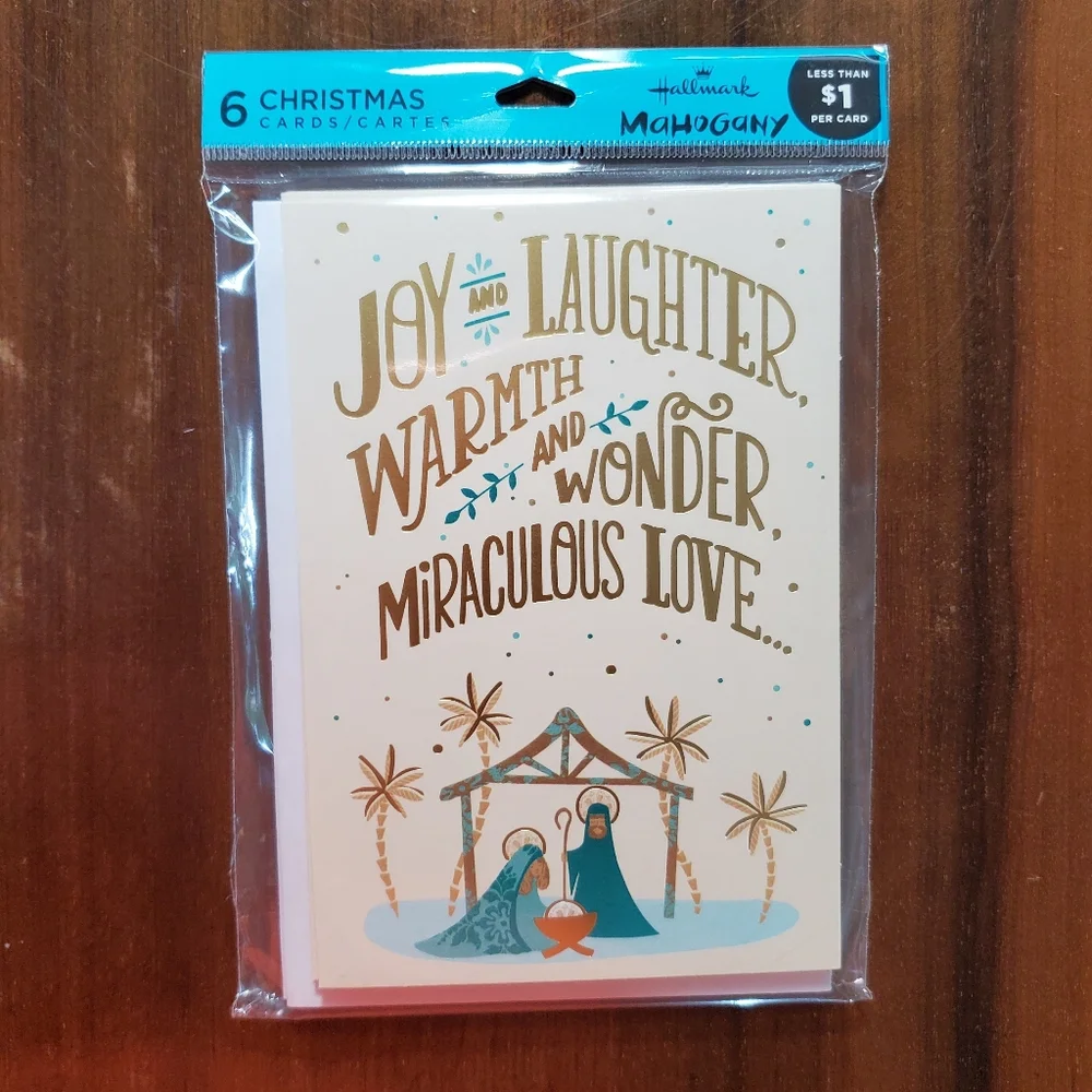 Holiday 6 Pack Greeting Cards Mahogany Christmas Joy Laughter Love Hallmark